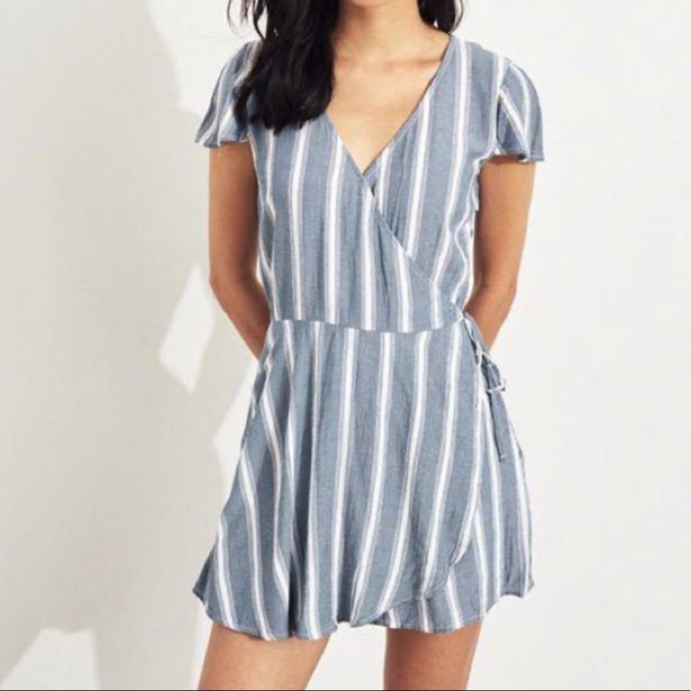 HOLLISTER -  blue and white striped romper